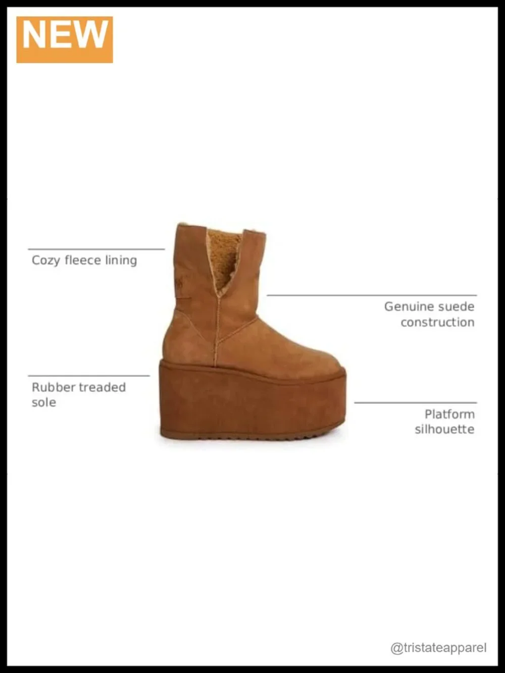 Fleece Lined Suede Platform Boots Winter Booties